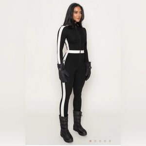 Black/White Zipper Jumpsuit.